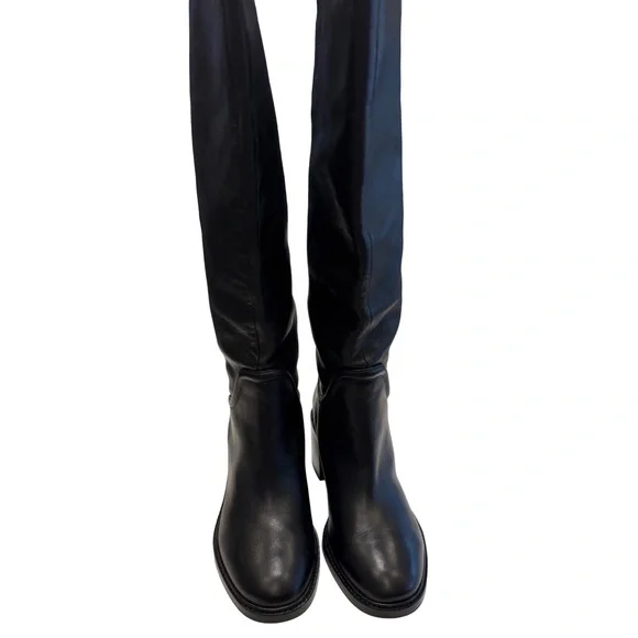 Vince Fabian Women’s Boots Knee High Black Leather Stretch Calf NEW Sz 7.5